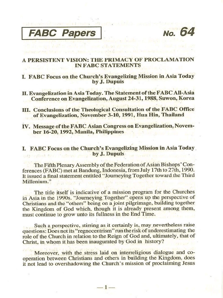 FABC Papers 64 | PDF