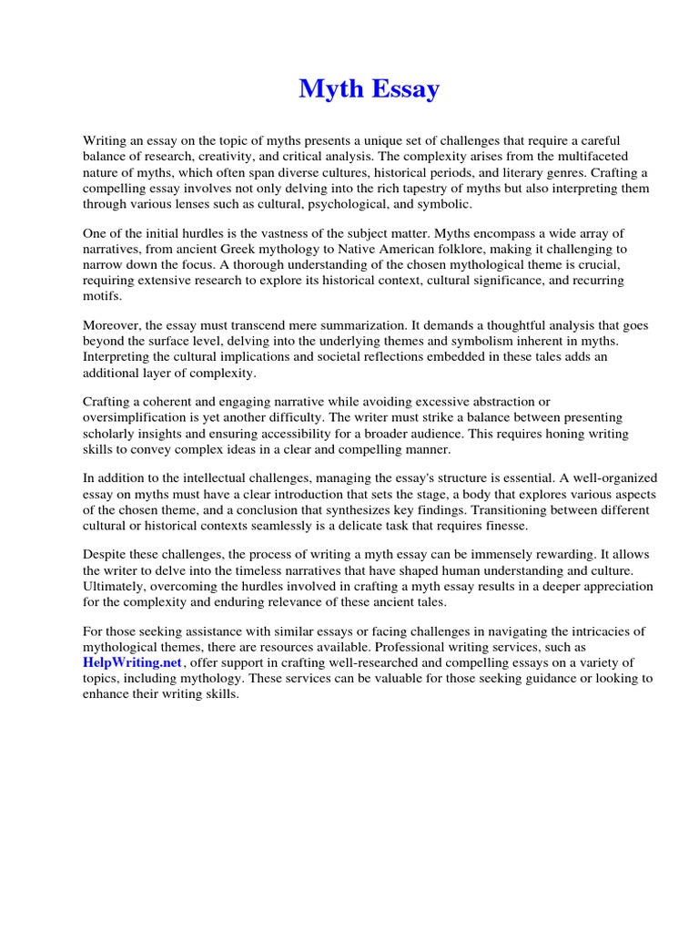 Myth Essay | PDF | Essays | Adolescence