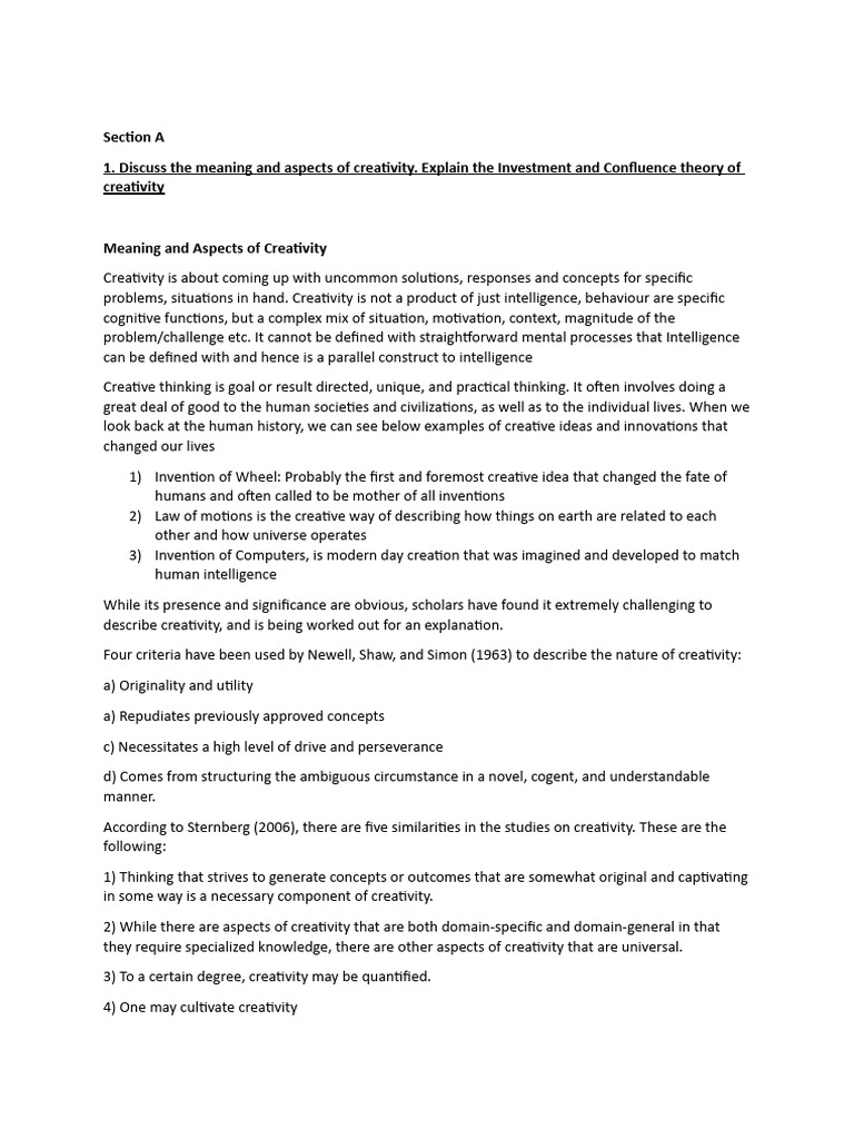 Investment and Confluence in Creativity | PDF | Creativity | Language ...
