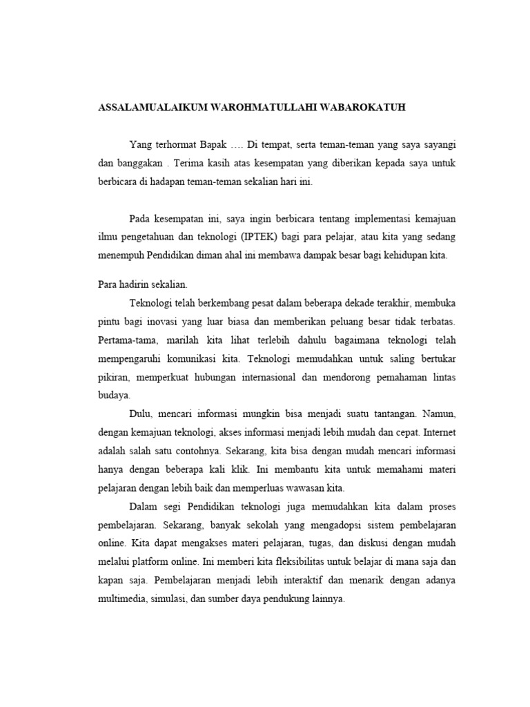 Teks Pidato Iptek PDF