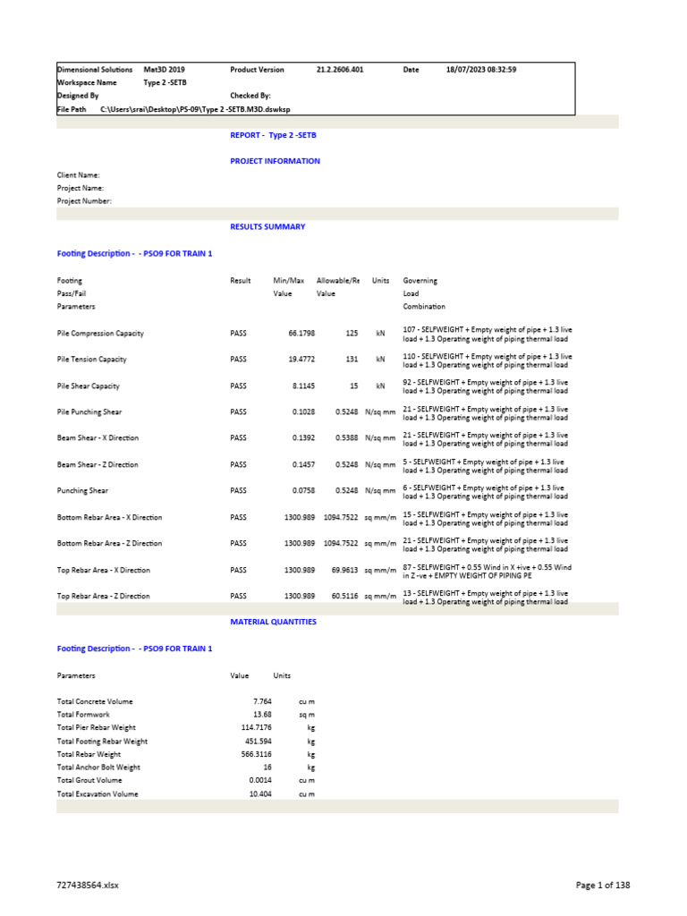 Type 2 -SETB Footing Design Report | PDF | Applied And ...