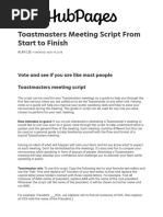 Toastmasters Meeting Script From Start To Finish - HubPages