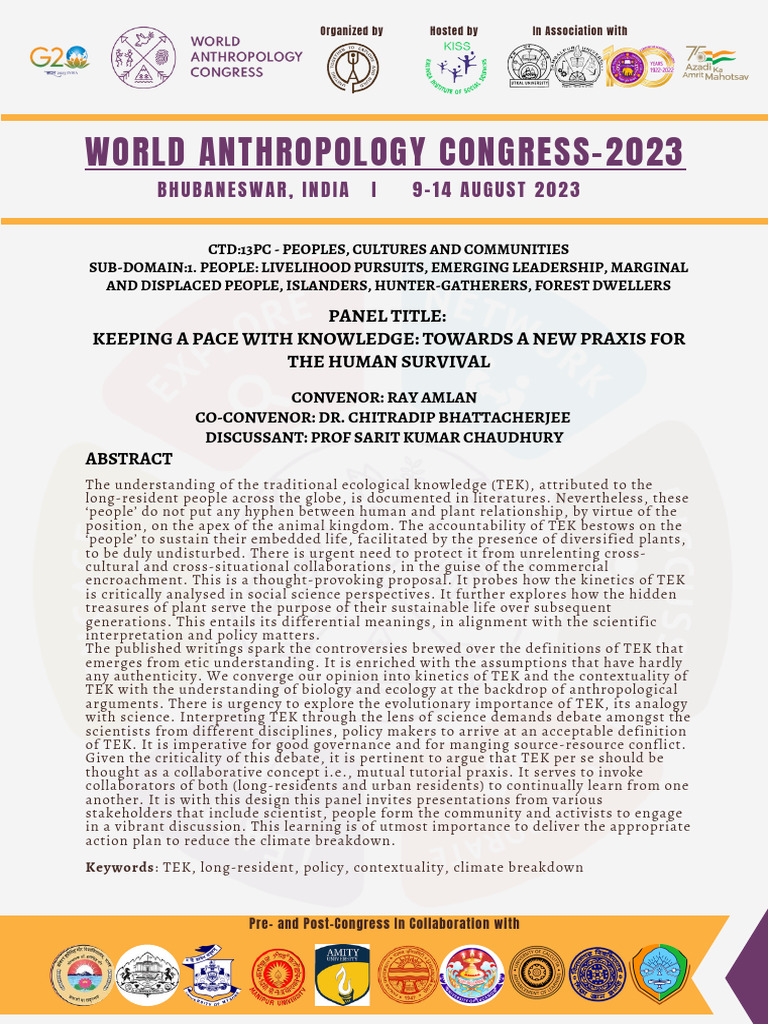 World Anthropology Congress2023 Bhubaneswar, India I 914 August 2023