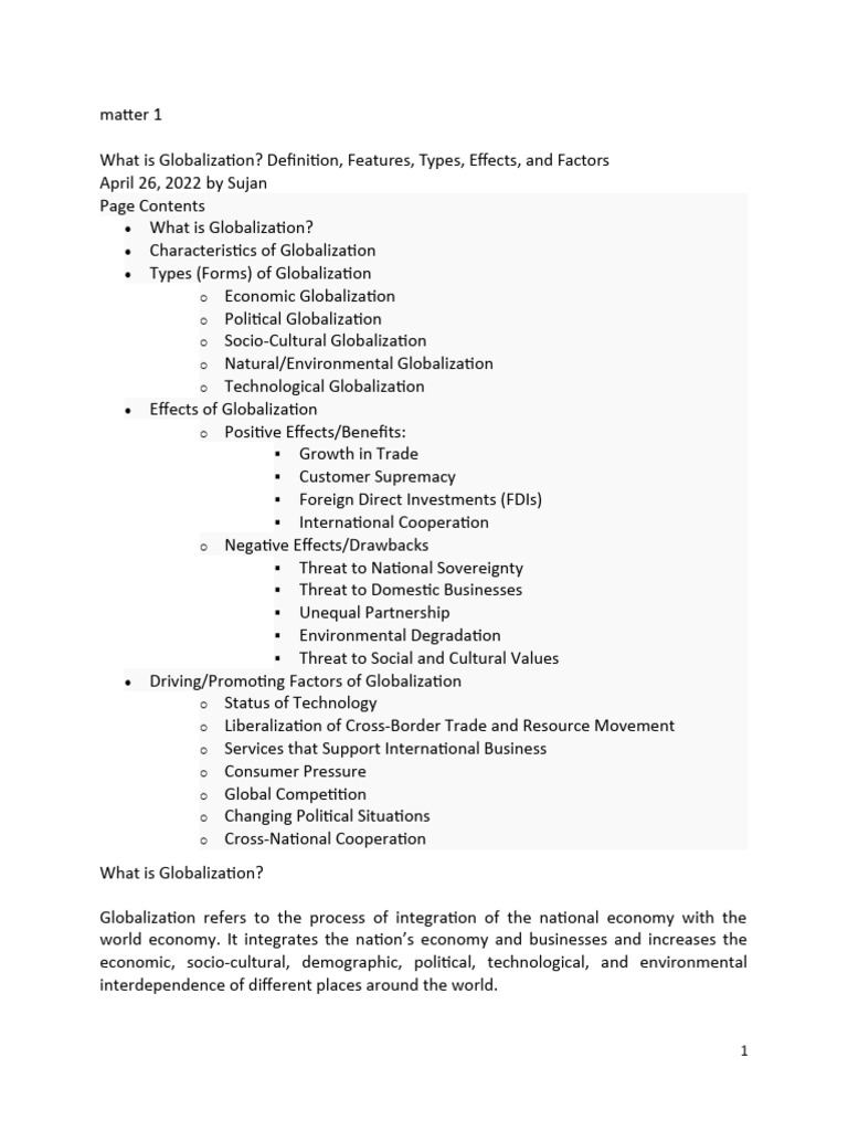 Understanding Globalization: Key Concepts | PDF | Globalization ...