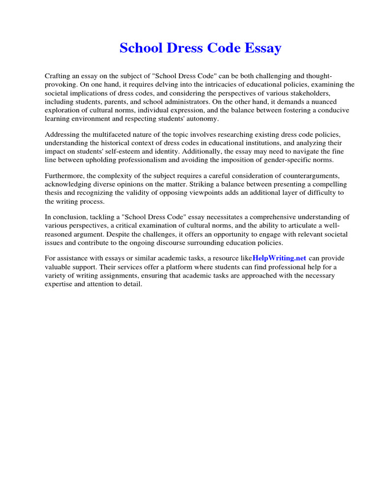 School Dress Code Essay PDF Net Present Value Lactate Dehydrogenase