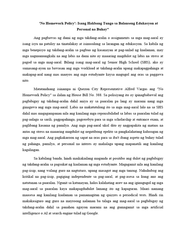 Posisyong Papel-Pagtatanggal NG Assignment | PDF