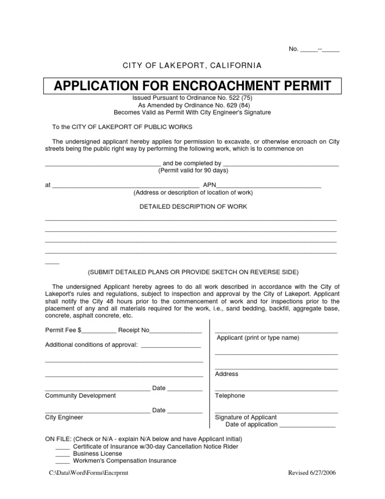 Encroachment Application 6272006103405PM | PDF