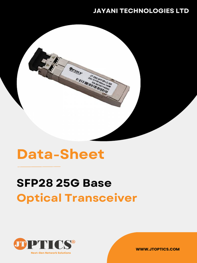 25G SFP28 Optical Transceivers Data Sheet by JTOPTICS | PDF | Fiber ...