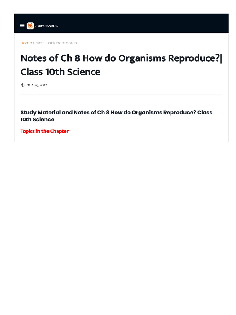 Class 10 Reproduction Study Notes | PDF | Sexual Reproduction ...