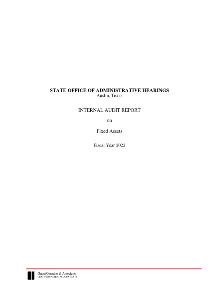 Internal Audit Report on Fixed Assets 2022 | PDF | Internal Control ...