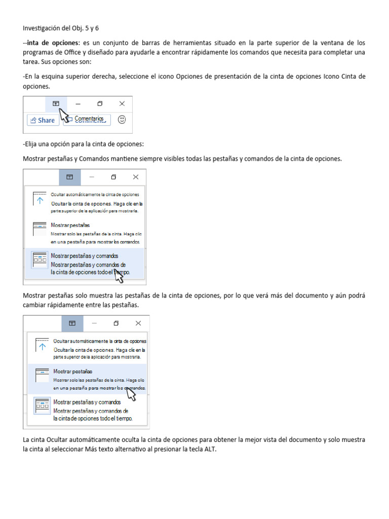 Comandos | PDF | Microsoft Word | Ventana (informática)