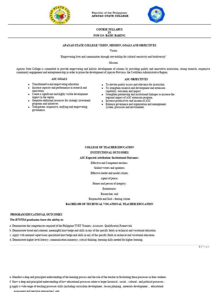 Basic Baking Course Syllabus - ASC | PDF | Cakes | Cupcake