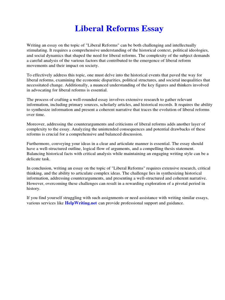 Liberal Reforms Essay PDF Marketing Market Segmentation