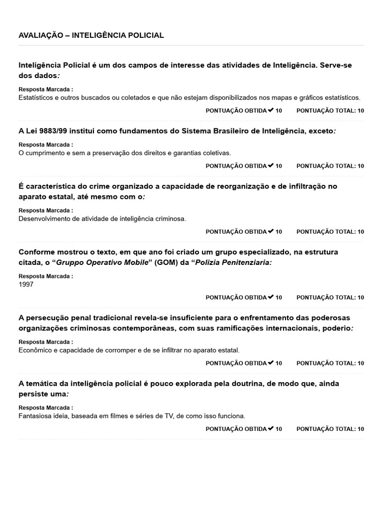 Avaliação da Inteligência Policial | PDF | Polícia | Estado
