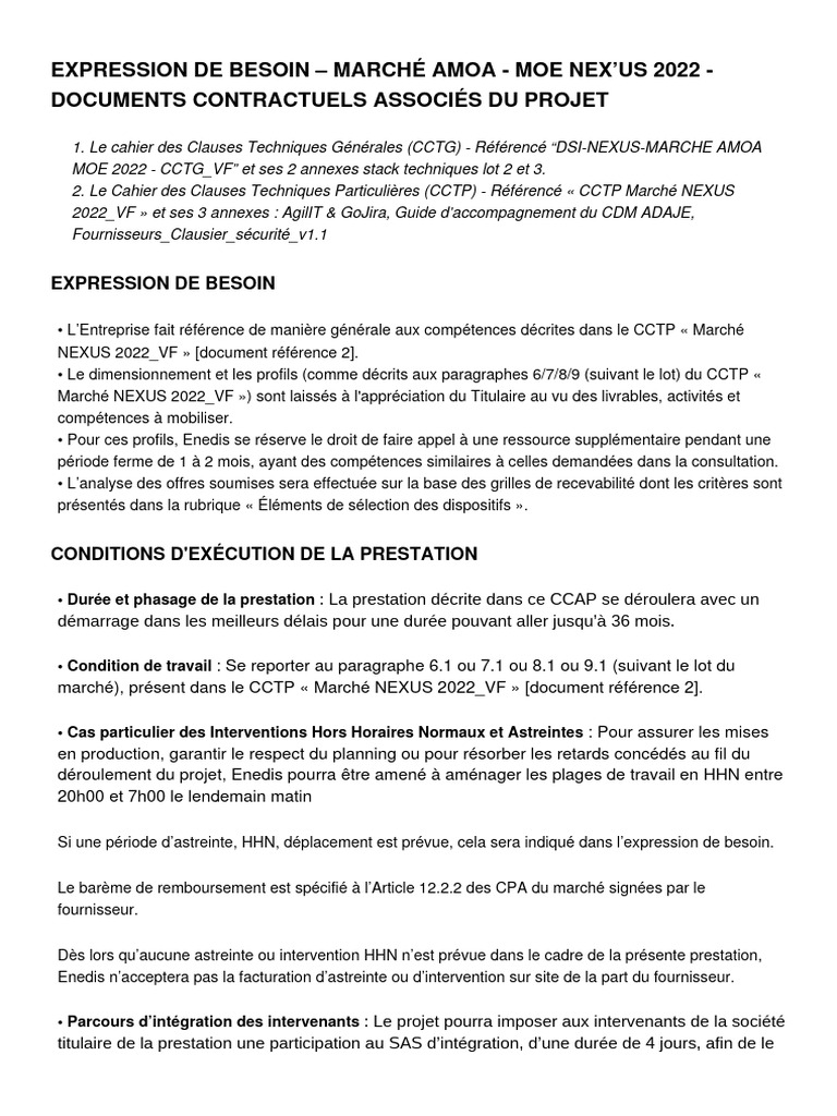 Expression de besoin projet NEXUS 2022 | PDF | Gestion de projet ...