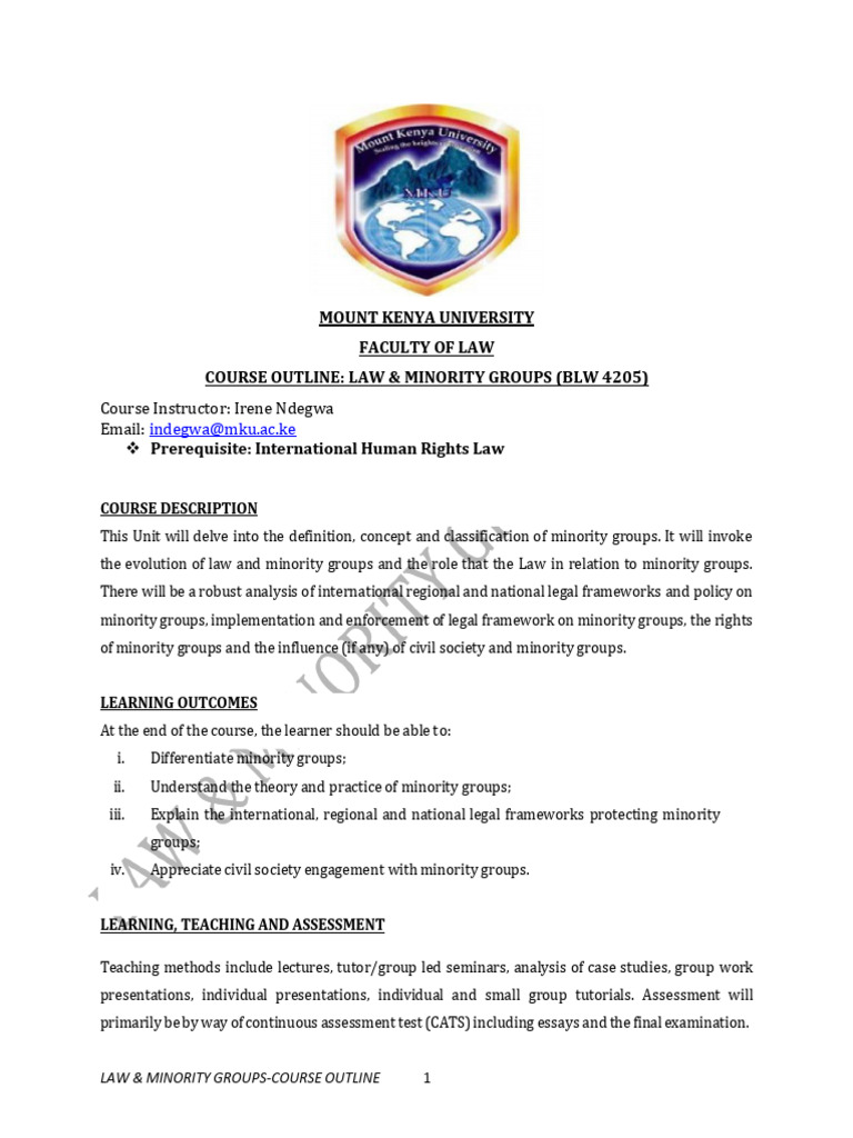 Law and Minority Rights Overview | PDF | Minority Group | Human Rights
