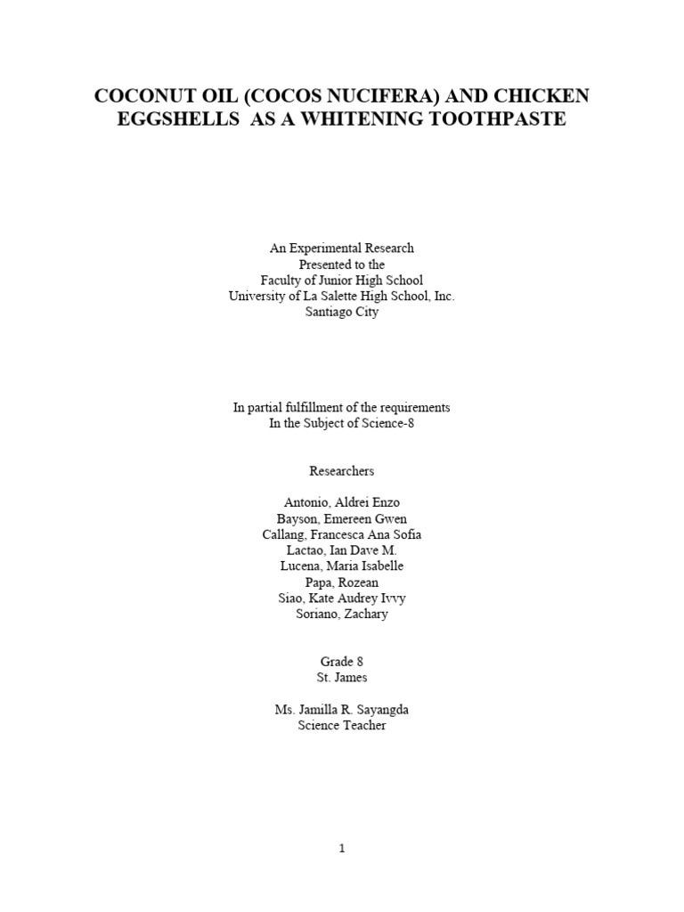 Coconut Oil & Eggshells: Whitening Toothpaste | PDF | Oral Hygiene ...