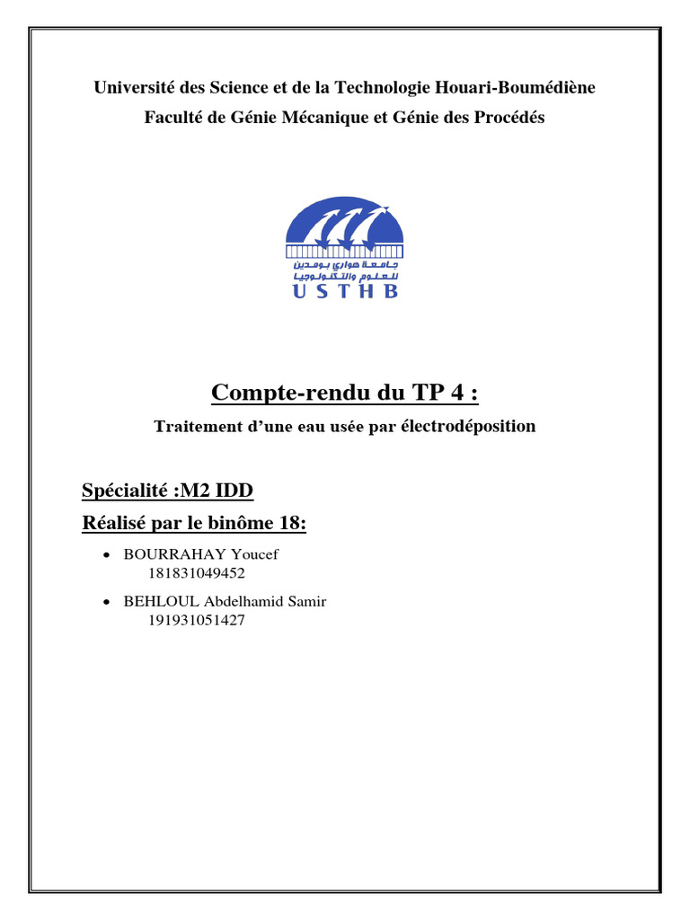 Électrodéposition du cuivre en TP 4 | PDF | Métaux | Ion