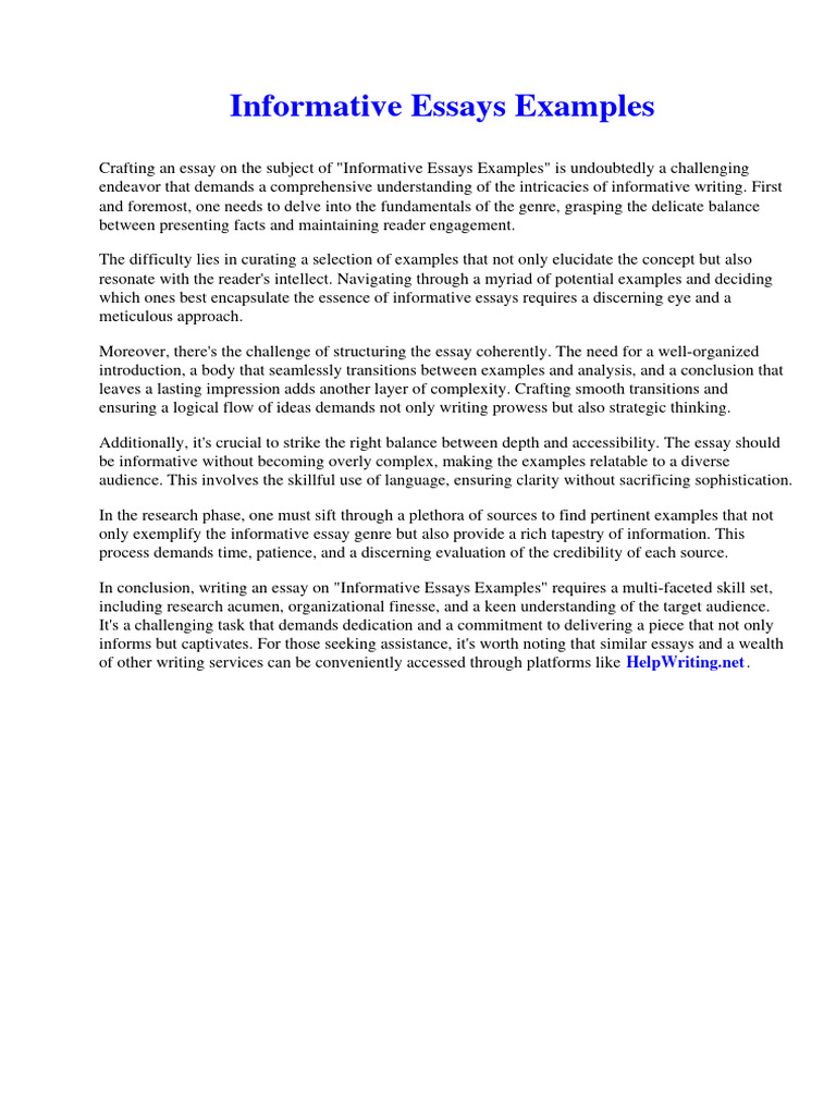 Informative Essays Examples | PDF | Climate Change | Natural Environment