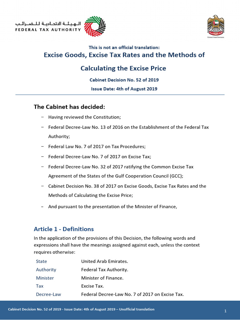 UAE Excise Tax Rates and Goods Guide | PDF | Taxes | Excise