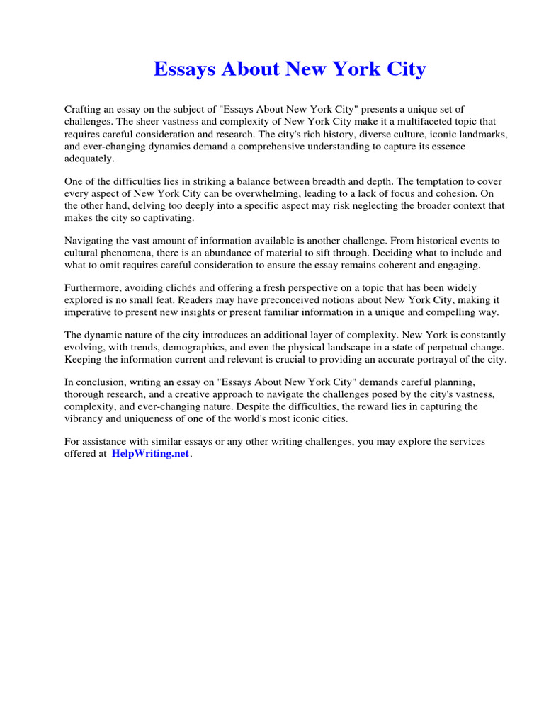 Essays About New York City | PDF | Plant Breeding