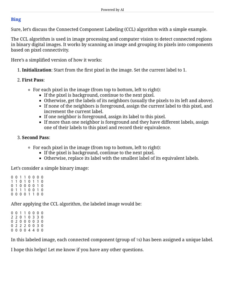 Connected Component Labeling (CCL) Algorithm | PDF