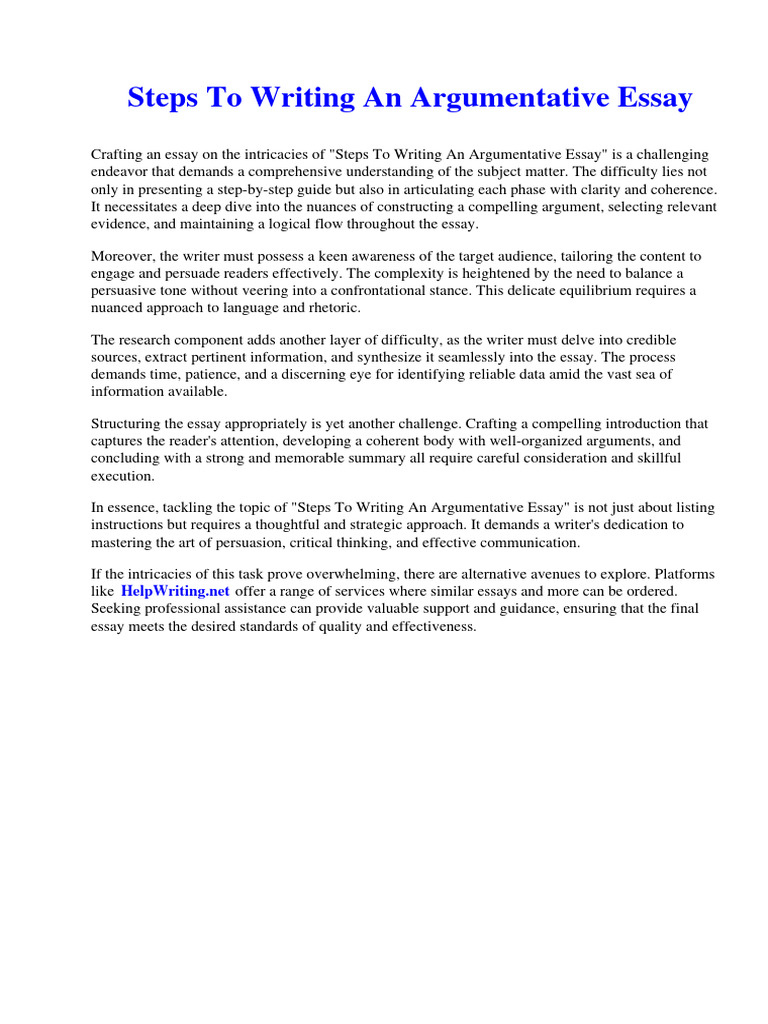 Steps To Writing An Argumentative Essay | PDF | Essays | Deforestation