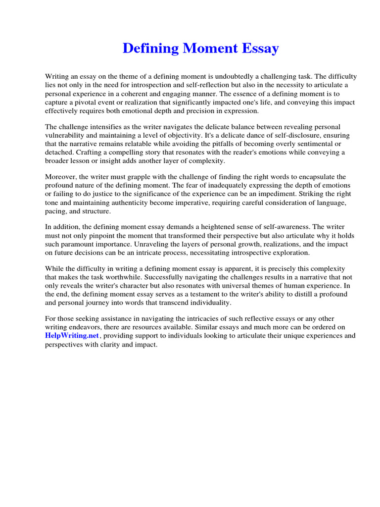 Defining moment essay pdf love dances