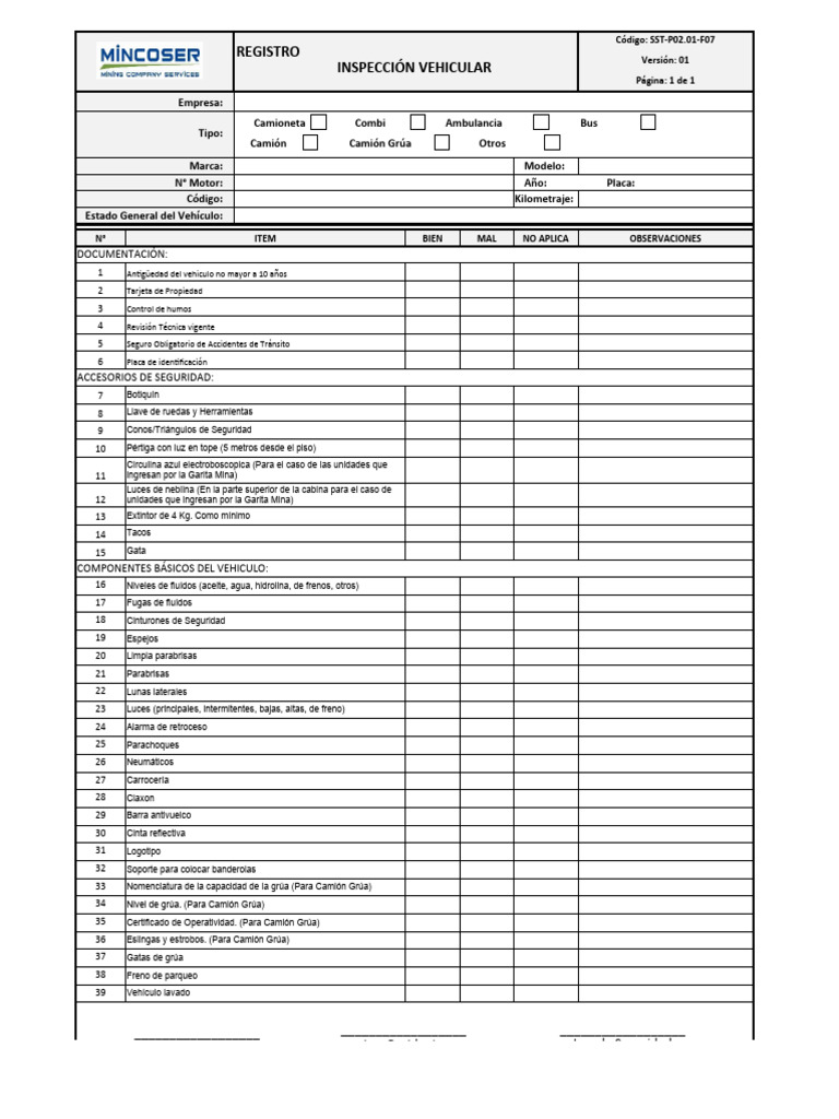 Inspeccion Vehicular | PDF | Camión | Vehículos