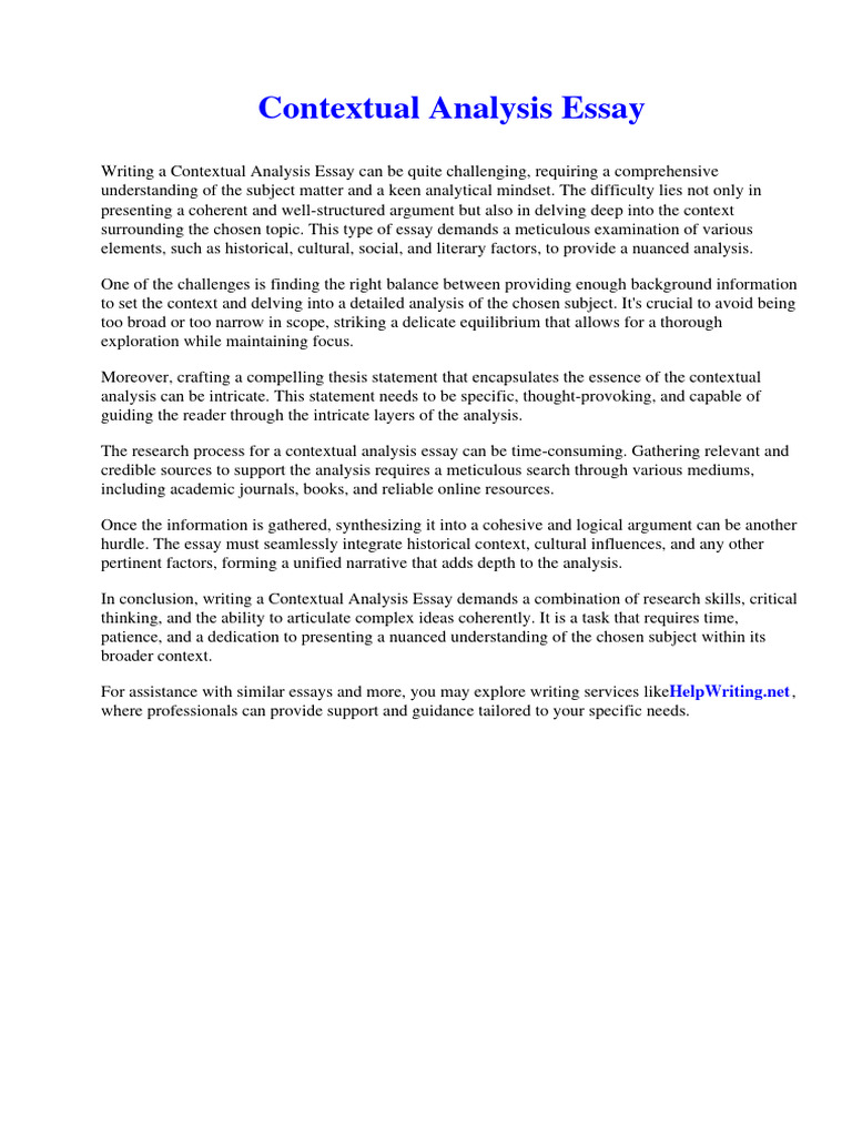 CONTEXTUAL ANALYSIS EXAMPLE ESSAY PDF intelligence overview