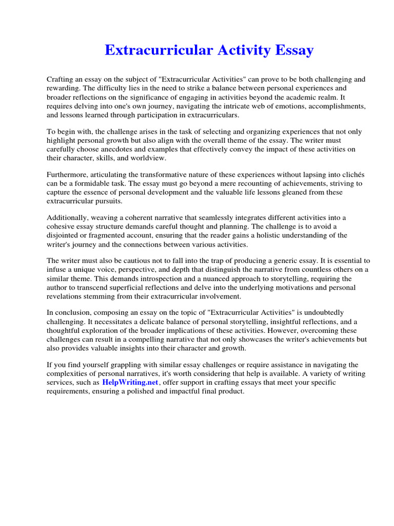 Extracurricular Activity Essay PDF Restriction Enzyme Dna