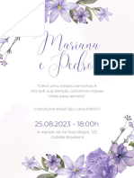 Convite para Casamento Elegante Floral Lilás