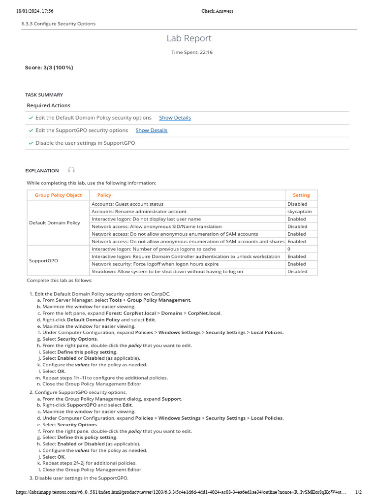 Configure Security Options | PDF | Group Policy | Login