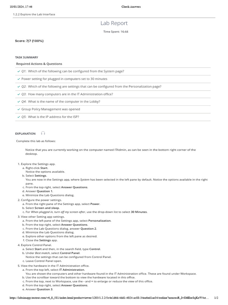 LAB EXPLORE WINDOWS SETTINGS intelligence overview