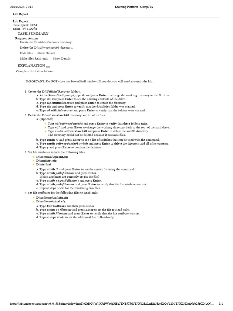 PowerShell File Management Lab Guide | PDF | Computer File ...