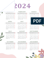 Calendário de Parede 2024 Flores Borboletas Vintage Creme