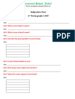 1st Term Subjective Worksheet SST Grdae 1