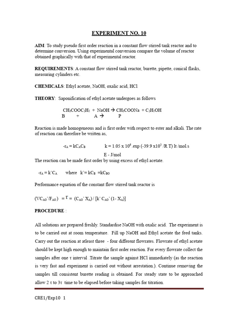 Pseudo First Order Reaction Study | PDF | Titration | Chemistry