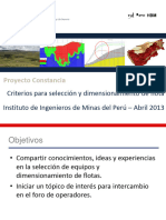 Proyecto Constancia Criterios para Selección y Dimensionamiento de Flota. Instituto de Ingenieros de Minas Del Perú Abril 2013