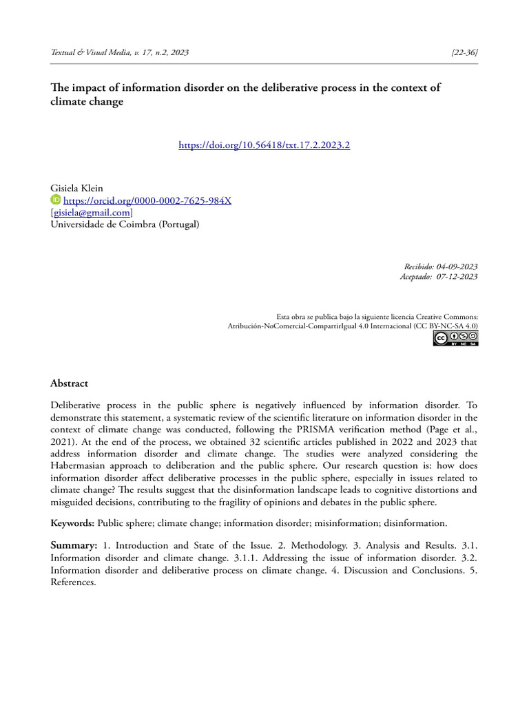 Information Disorder's Impact on Climate Deliberation | PDF | Public ...