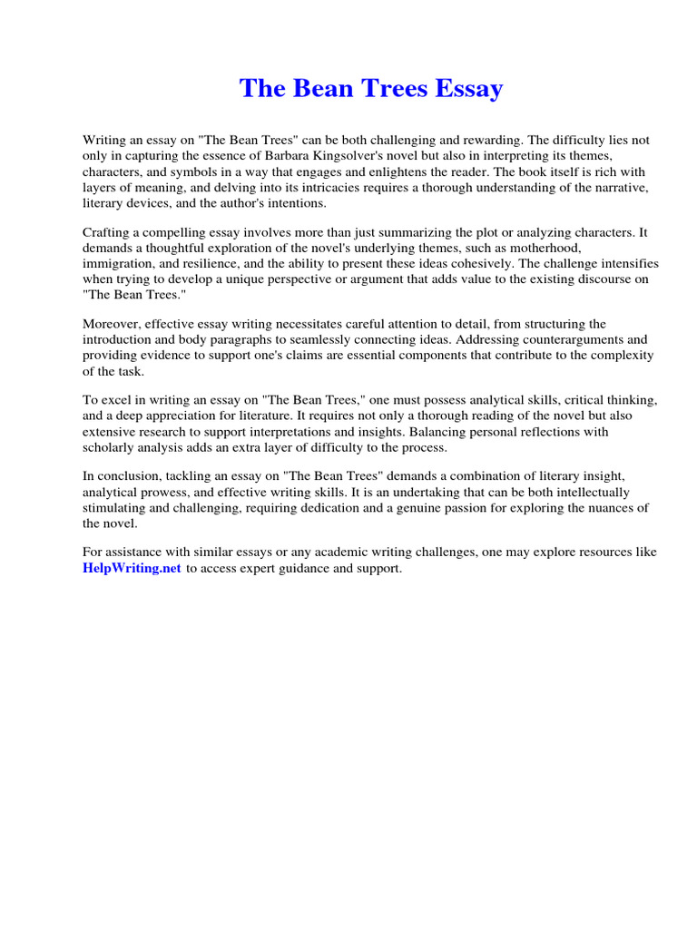 The Bean Trees Essay Download Free PDF Essays Limited Liability