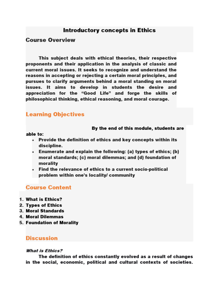 Introduction to Ethical Theories and Concepts | PDF | Morality | Autonomy
