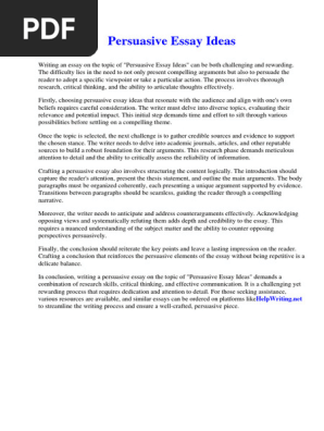 Persuasive Essay Ideas