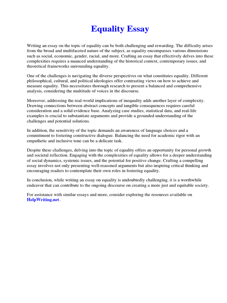 What Is Equality Essay