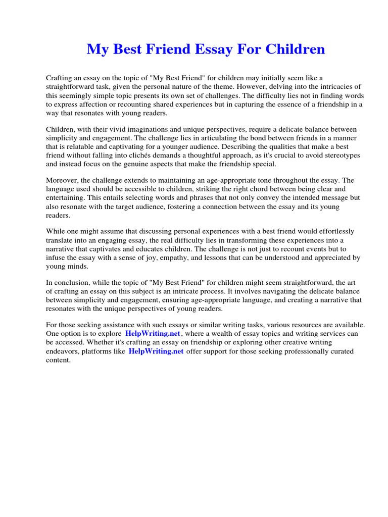 my friend essay for kids