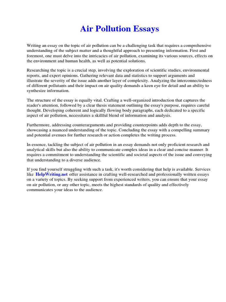 Air Pollution Essays Download Free PDF Essays Child Protective