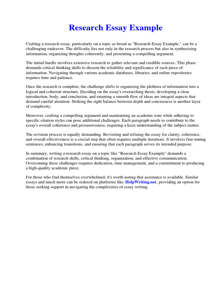 Research Essay Example | PDF
