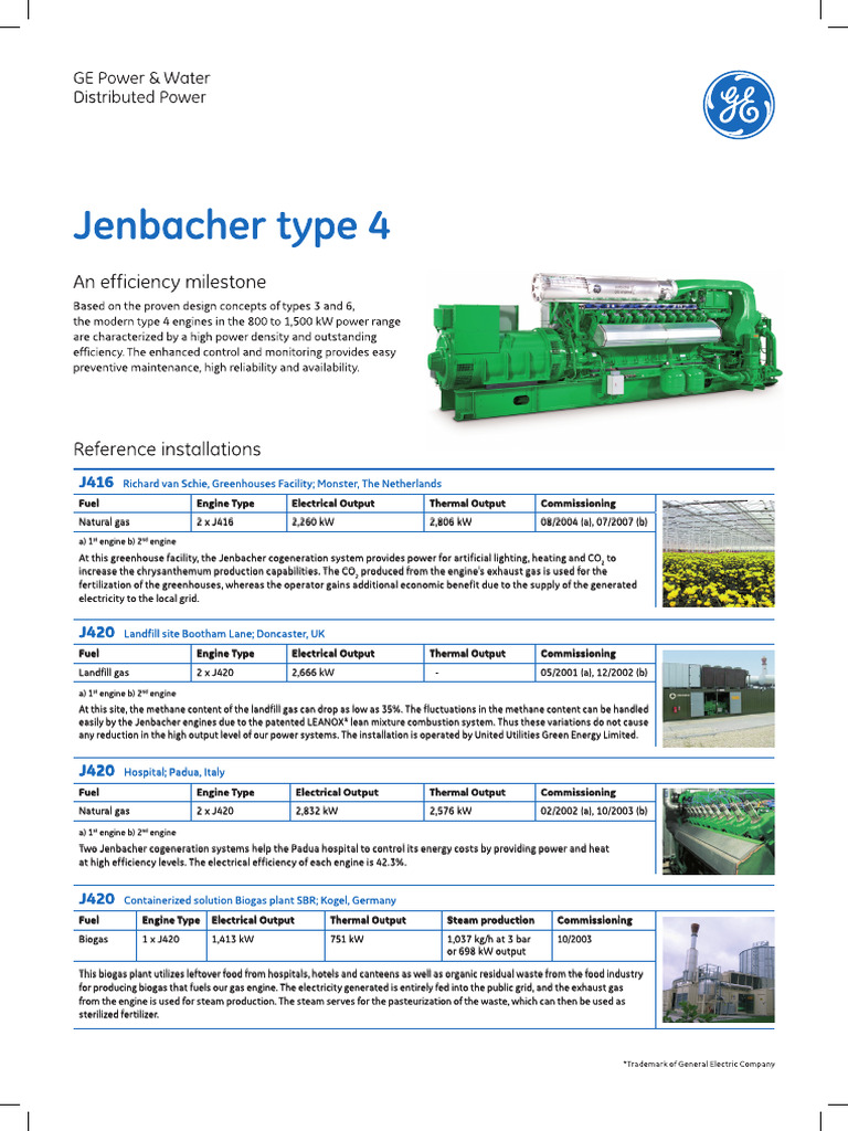 GE - Engine Type Sheet - Type 4 - EN - 2015 - RZ | PDF | Engines | Biogas