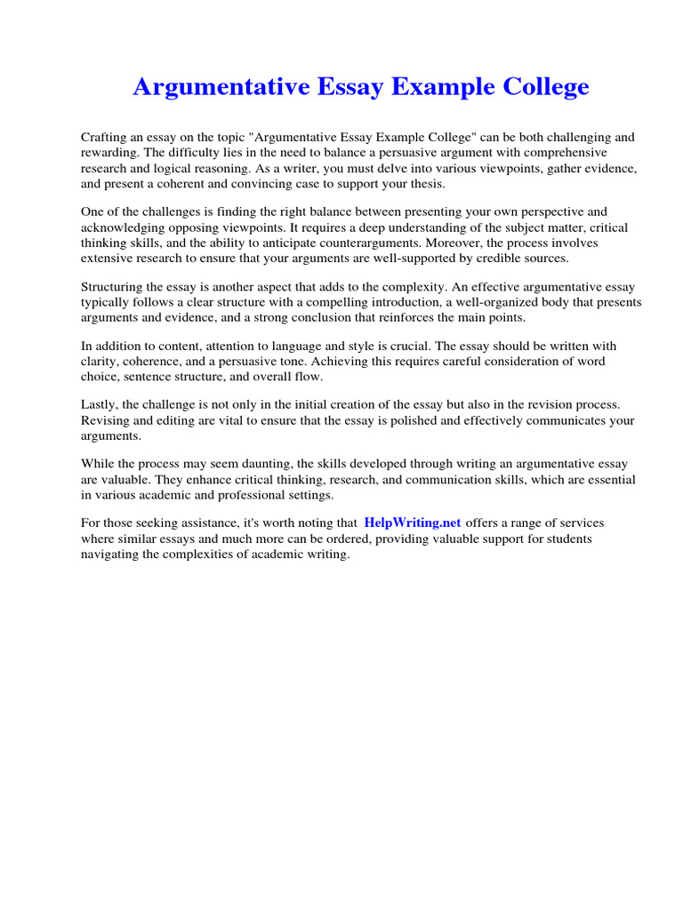 Argumentative Essay Example College | PDF | Tea Party Movement ...