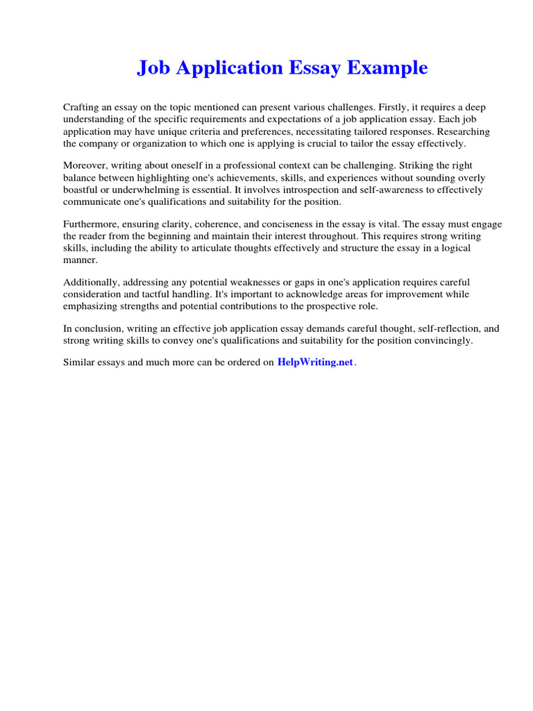 Job Application Essay Example | PDF | Mother | Essays